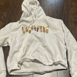 Cropped, white and rose gold puma sweatshirt